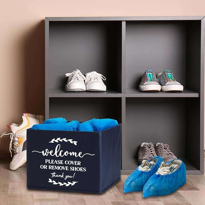 Suzile 200 Pack Disposable Shoe Covers with Dispenser Box Waterproof Disposable Non Slip Shoe Booties Foot Covers with Storage Box for Guests Indoor Open House Supplies(Dark Blue) - Image 6