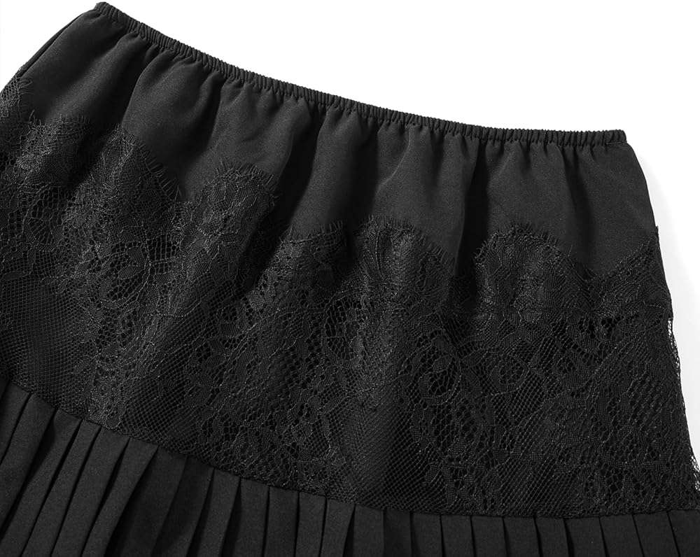 Women Y2k Lace Mini Skirt Low Rise Pleated Ruffle Half Slip Skirt Layered Flowy Short Skirt Streetwear - Image 3