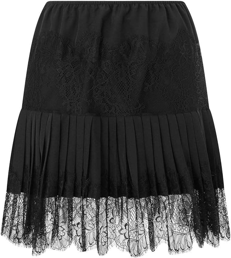 Women Y2k Lace Mini Skirt Low Rise Pleated Ruffle Half Slip Skirt Layered Flowy Short Skirt Streetwear - Image 4