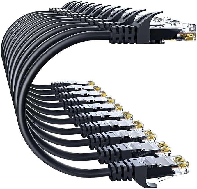 10Gsupxsel Cat 6 Ethernet Cable 3FT 10Pack, Cat6 Ethernet Patch Cable 10Gbps, High-Speed UTP Cat6 Network Cable Pure Copper, Cat 6 Cable for Home and Office Network, Black - Image 1