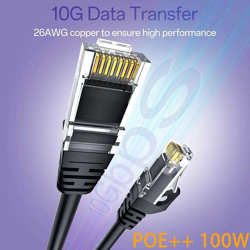 10Gsupxsel Cat 6 Ethernet Cable 3FT 10Pack, Cat6 Ethernet Patch Cable 10Gbps, High-Speed UTP Cat6 Network Cable Pure Copper, Cat 6 Cable for Home and Office Network, Black - Image 2