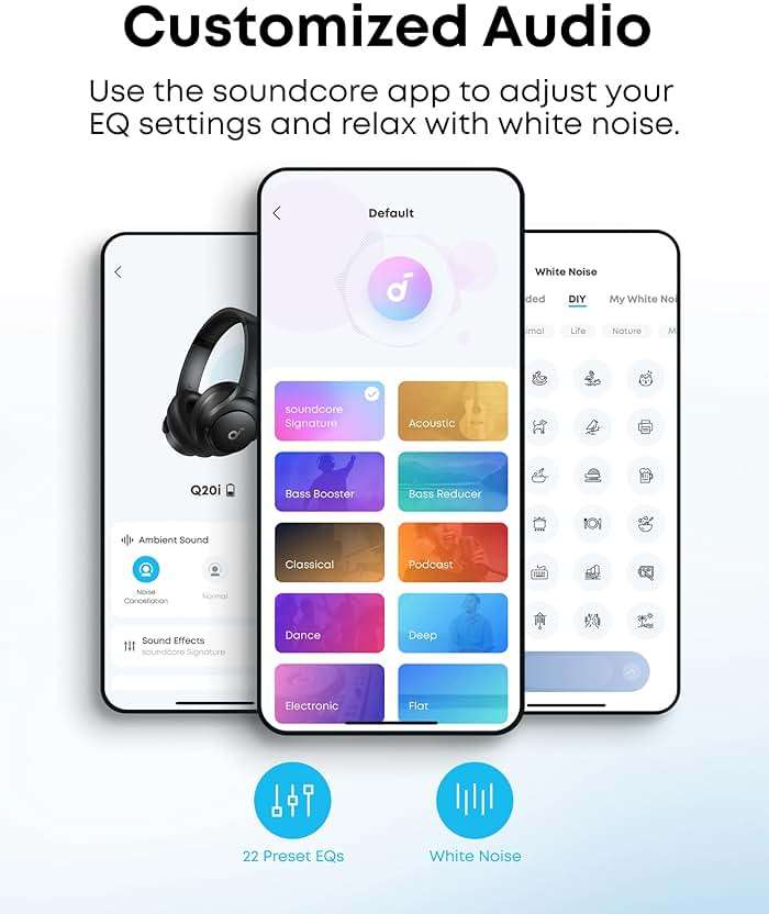 Soundcore by Anker Q20i Hybrid Active Noise Cancelling Headphones, Wireless Over-Ear Bluetooth, 40H Long ANC Playtime, Hi-Res Audio, Big Bass, Customize via an App, Transparency Mode (White) - Image 4