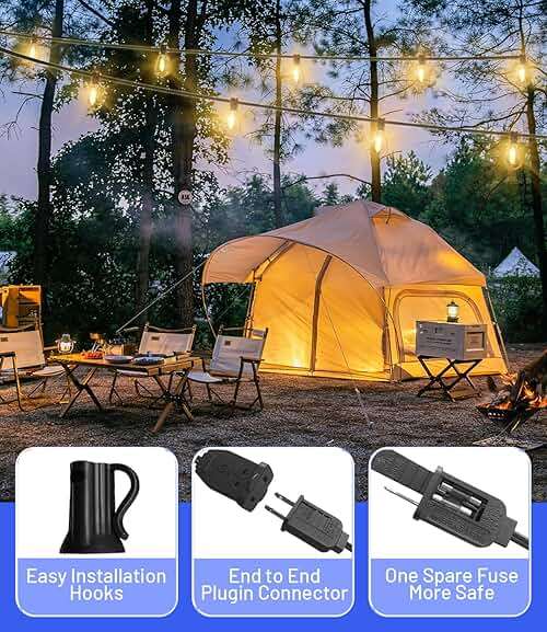 Tenmiro 200FT Outdoor String Lights, Ultra Long LED Patio Lights with Shatterproof High Brightness S11 Edison Bulbs, Outside Hanging Light Waterproof for Backyard Deck Porch Party Decor 2700K - Image 5