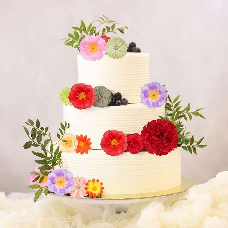 210 Pcs Mini Silk Flower Heads Small Fake Rose Daisy Faux Flowers Bulk for Crafts Artificial 3D Loose Fabric Flowers Heads Sunflower Bulk for Wedding Hair Cap Dresses Decorations (Bright Colors Mixed) - Image 6