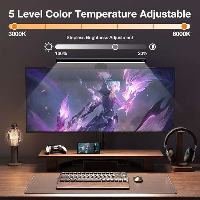 BlitzMax LED Screen Light Bar, Stepless Dimming Monitor Lamp for Desk Office Home Game, No Screen Glare/Touch Control/Space Saving/USB Powered - Image 2