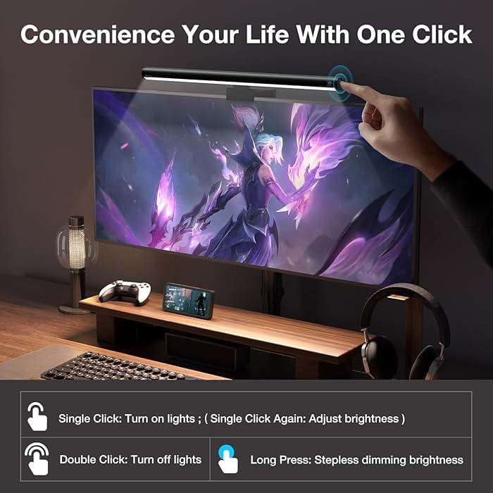 BlitzMax LED Screen Light Bar, Stepless Dimming Monitor Lamp for Desk Office Home Game, No Screen Glare/Touch Control/Space Saving/USB Powered - Image 3