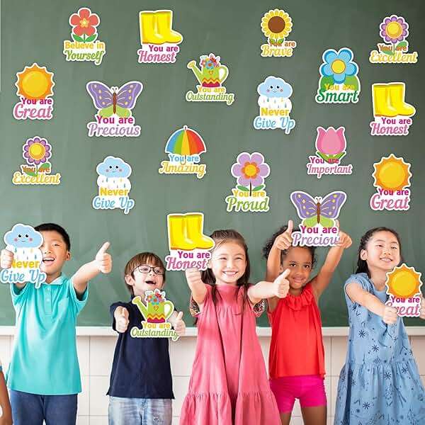 72PCS Flower Cutouts Spring Theme Flowers Bulletin Board Decorations Spring Motivational Positive Cutouts for Party Home Classroom Back to School Decor - Image 7