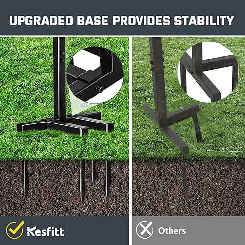 Kesfitt Garden Hose Holder Stand with Tool Storage Basket & 4 Spikes, Detachable Heavy Duty Metal Freestanding Outdoor Organizer for Lawn Yard Water Storage Rack - Image 6