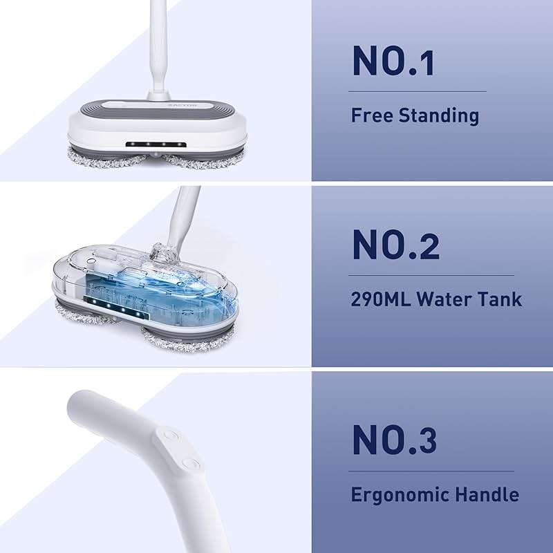 Cordless Electric Mop, Electric Spin Mop with Water Sprayer & LED Headlights, Up to 50mins Working Time, 290ml Water Tank, Self-Propelled Floor Cleaner with Adjustable Tube, Multi-Surfaces Floor Mop - Image 7