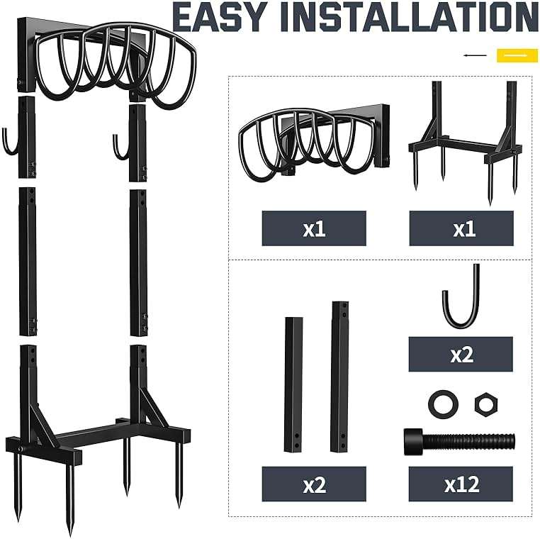 Kesfitt Garden Hose Holder Stand with 4 Spikes & 2 Tool Hooks, Detachable Heavy Duty Metal Freestanding Hose Reel Outdoor Organizer for Lawn Yard Water Storage Rack - Image 8