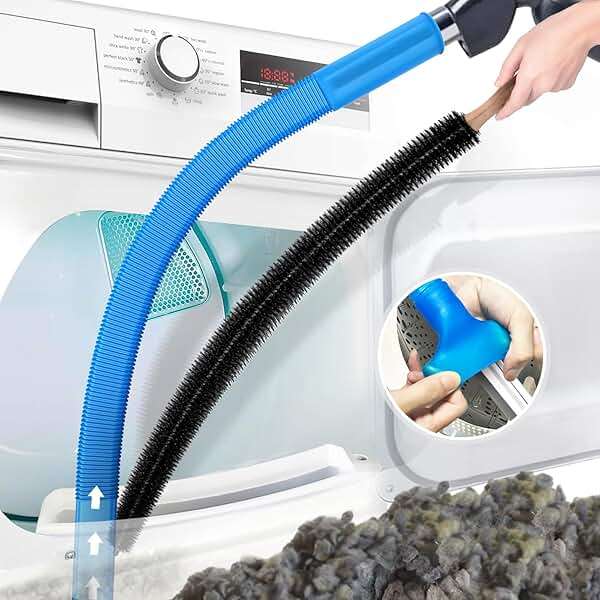 PetOde 2 Pieces Dryer Vent Cleaner Kit Compatible with Most Vacuum Cleaner, Dryer Lint Brush and Vacuum Hose Attachment with Universal Connector, Quickly Lint Remover - Image 1