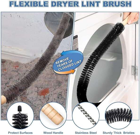 PetOde 2 Pieces Dryer Vent Cleaner Kit Compatible with Most Vacuum Cleaner, Dryer Lint Brush and Vacuum Hose Attachment with Universal Connector, Quickly Lint Remover - Image 6
