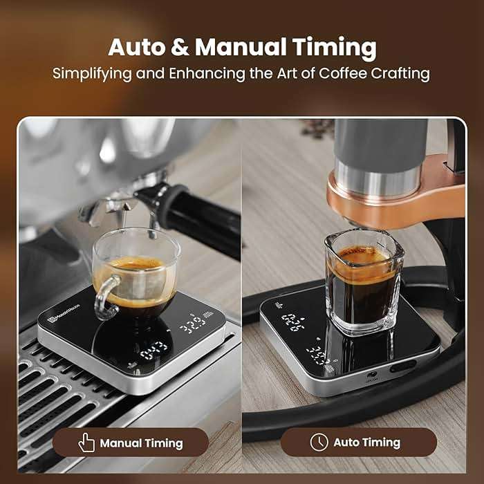 Maestri House S2 Espresso Coffee Scale with Timer, USB-C Rechargeable 2kg/0.1g Precision Shot Scale, Digital Scale for Espresso Brewing(Black & Silver) - Image 3