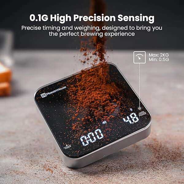 Maestri House S2 Espresso Coffee Scale with Timer, USB-C Rechargeable 2kg/0.1g Precision Shot Scale, Digital Scale for Espresso Brewing(Black & Silver) - Image 4