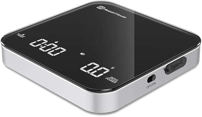 Maestri House S2 Espresso Coffee Scale with Timer, USB-C Rechargeable 2kg/0.1g Precision Shot Scale, Digital Scale for Espresso Brewing(Black & Silver) - Image 8