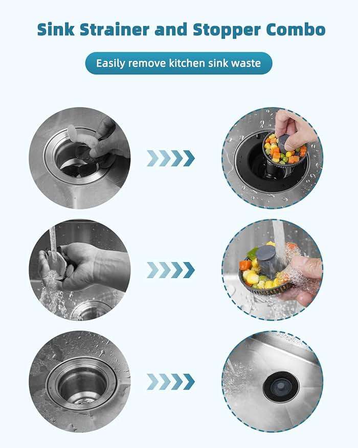Universal 3 in 1 Kitchen Sink Drain Strainer Stopper Combo, Black Stainless Steel Shell Pop Up Sink Stopper for US Standard 3-1/2 inch Drain Filter, Anti-Clog and Easy Clean, Matte Black - Image 4