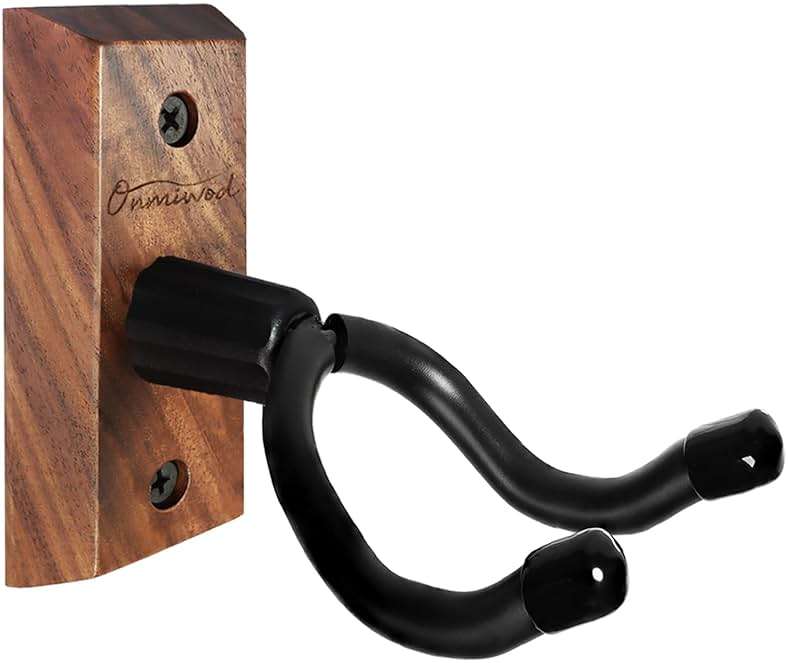 Ukulele Wall Mount Hanger, Black Walnut Wood U-Shaped Ukulele Holder Hanger, Ukulele Wall Mount Hook for Ukulele Banjo Mandolin Concert Pineapple Soprano Tenor and Baritone - Image 1