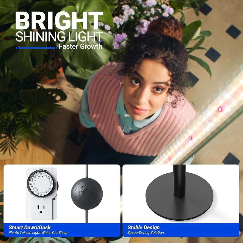 Barrina T10 Pro Standing Grow Light with Timer, 42W, 169 LEDs, Full Spectrum Vertical Grow Light for Indoor, Wide Coverage, 4FT to 5.6FT Height with Foot Switch, Ideal for Flowering and Tall Plants - Image 6