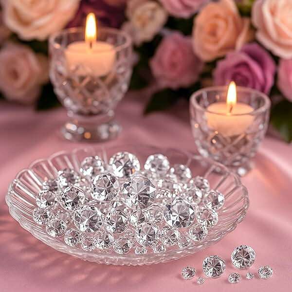 DomeStar 1,000PCS Diamond Decorations, Clear Fake Diamonds Vase Fillers Acrylic Crystal Gems for Wedding Table Scatters Party Decor(0.24-1.2inch) - Image 3