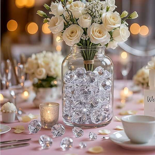 DomeStar 1,000PCS Diamond Decorations, Clear Fake Diamonds Vase Fillers Acrylic Crystal Gems for Wedding Table Scatters Party Decor(0.24-1.2inch) - Image 4