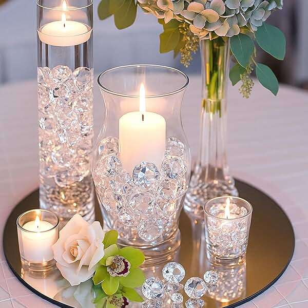 DomeStar 1,000PCS Diamond Decorations, Clear Fake Diamonds Vase Fillers Acrylic Crystal Gems for Wedding Table Scatters Party Decor(0.24-1.2inch) - Image 5