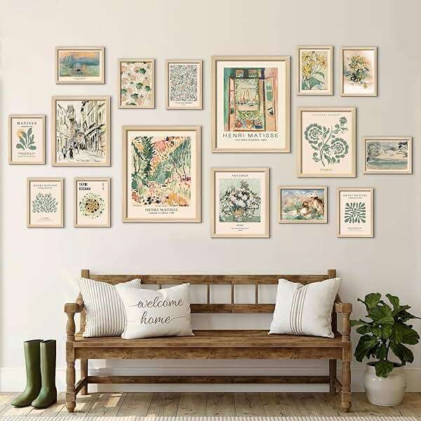 ANERZA 16 PCS Framed Sage Green Wall Art Decor, Matisse Wall Prints for Bedroom, Gallery Wall Frame Set, Abstract Posters for Living Room Aesthetic, Collage Kit Pictures, Boho Dorm Home Decor - Image 6