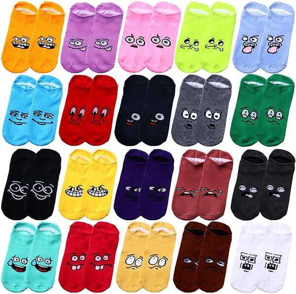 Cuffbow 20 Pack Crazy Funny Emotion Socks for Women Crew Soft Cotton Socks, 20 Different Fun Designs - Image 1