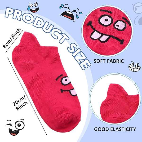 Cuffbow 20 Pack Crazy Funny Emotion Socks for Women Crew Soft Cotton Socks, 20 Different Fun Designs - Image 2