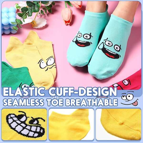 Cuffbow 20 Pack Crazy Funny Emotion Socks for Women Crew Soft Cotton Socks, 20 Different Fun Designs - Image 3
