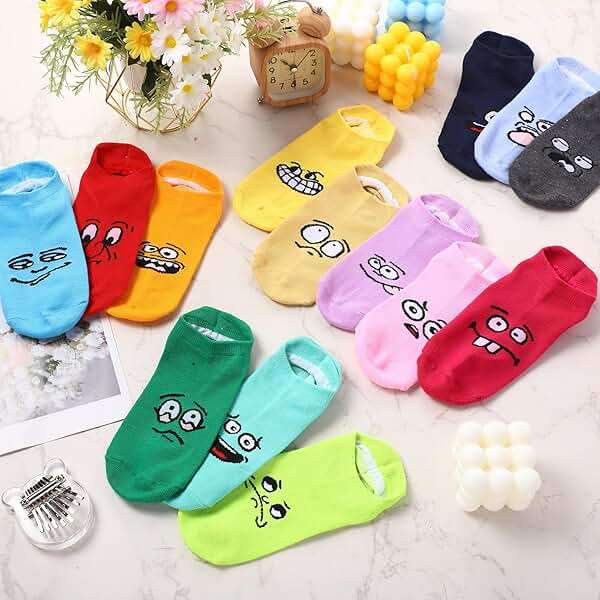 Cuffbow 20 Pack Crazy Funny Emotion Socks for Women Crew Soft Cotton Socks, 20 Different Fun Designs - Image 4
