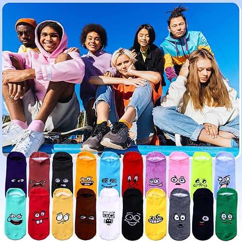 Cuffbow 20 Pack Crazy Funny Emotion Socks for Women Crew Soft Cotton Socks, 20 Different Fun Designs - Image 5