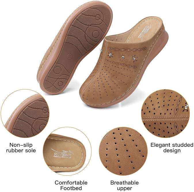 SHIBEVER Clogs for Women Mules Slip-On: Closed Toe Clog - Comfortable Womens Mule - Image 4