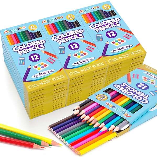 Aigybobo 432 Count Colored Pencils Bulk, 36 Pack Colored Pencils for Kids 12 Colors, Pre-sharpened Color Pencils, Bulk Coloring Pencils School Supplies for Teachers, Classroom Prizes, Art Supplies - Image 1