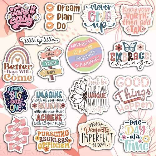 300PCS Motivational Stickers for Vision Board by Puraesla Water Bottles Laptops, Inspirational Quote Waterproof Vinyl for Journals Cups, Affirmation Boho Stickers for Women Holographic - Image 3