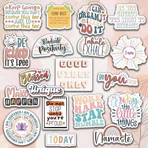 300PCS Motivational Stickers for Vision Board by Puraesla Water Bottles Laptops, Inspirational Quote Waterproof Vinyl for Journals Cups, Affirmation Boho Stickers for Women Holographic - Image 5