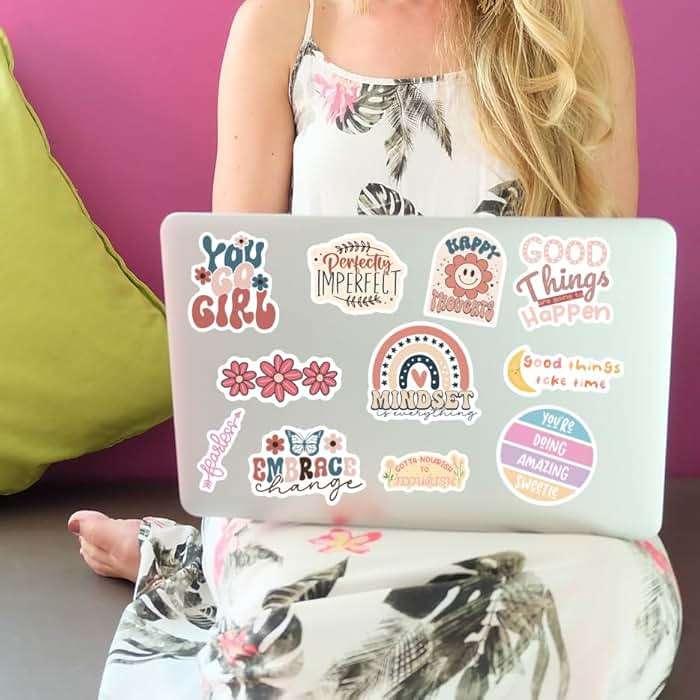 300PCS Motivational Stickers for Vision Board by Puraesla Water Bottles Laptops, Inspirational Quote Waterproof Vinyl for Journals Cups, Affirmation Boho Stickers for Women Holographic - Image 7