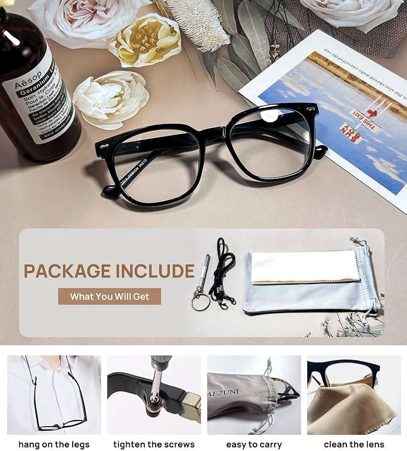 AEZUNI Large Frame Reading Glasses for Women Trendy Square Readers Eyeglasses 1.0 1.5 2.0 2.5 3.0 3.5 4.0 5.0 6.0 - Image 6