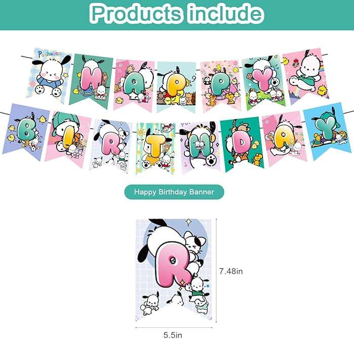 Pochacco Themed Birthday Party Supplies - Kawaii Pochacco Balloons, Cupcake & Cake Toppers - Image 2