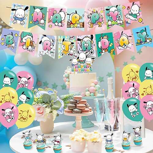Pochacco Themed Birthday Party Supplies - Kawaii Pochacco Balloons, Cupcake & Cake Toppers - Image 5