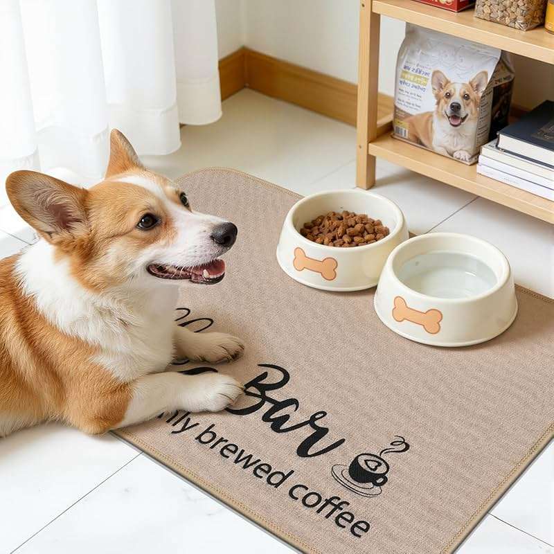 Findosom Dish Drying Mat, 17"x 32" Super Absorbent & Hide Stain Coffee Mat, Cuttable Drying Mat for Kitchen Counter, Coffee Bar Accessories, Under Dish Rack, Coffee Maker, Espresso Machine, Linen - Image 3