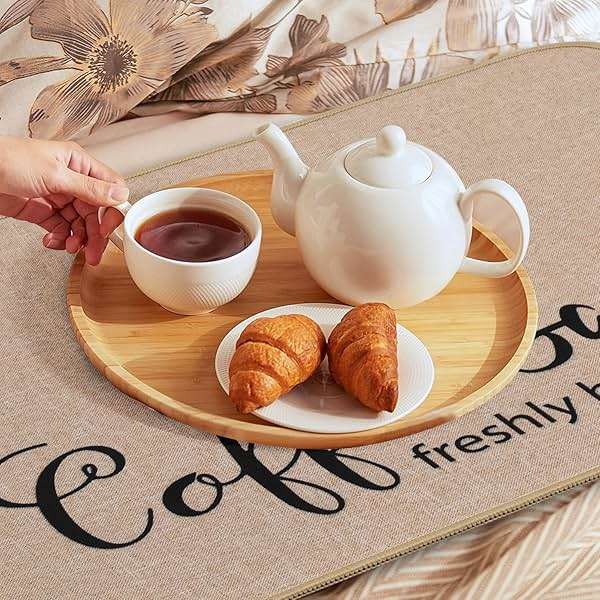 Findosom Dish Drying Mat, 17"x 32" Super Absorbent & Hide Stain Coffee Mat, Cuttable Drying Mat for Kitchen Counter, Coffee Bar Accessories, Under Dish Rack, Coffee Maker, Espresso Machine, Linen - Image 8