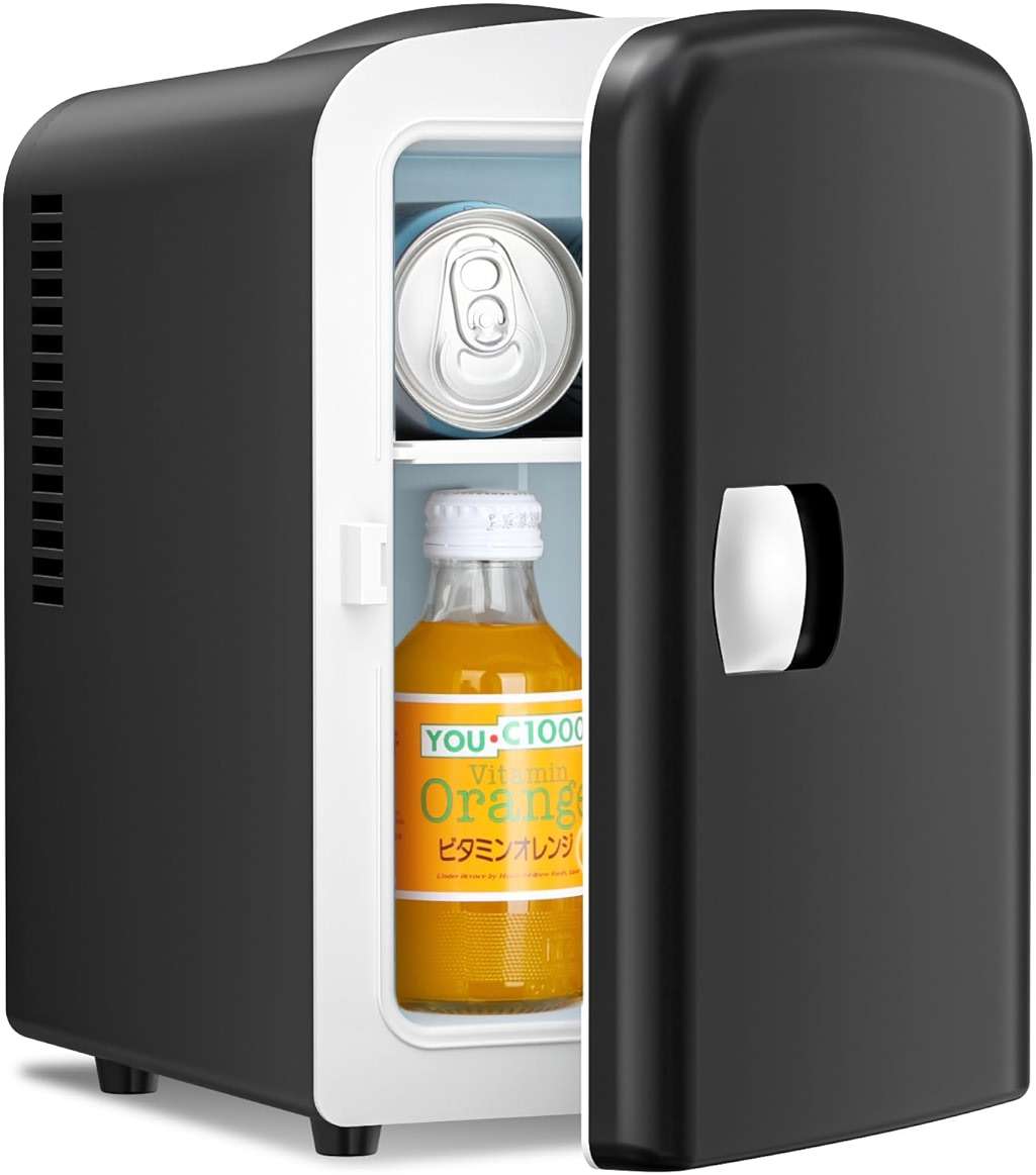 Antarctic Star Compact Refrigerator, Portable Mini Fridge, Skin Care 4L Capacity/6 Cans, for Bedroom, Car, Office & Dorm, Small Cooler for Cosmetics, Beverage and Food, Black - Image 1
