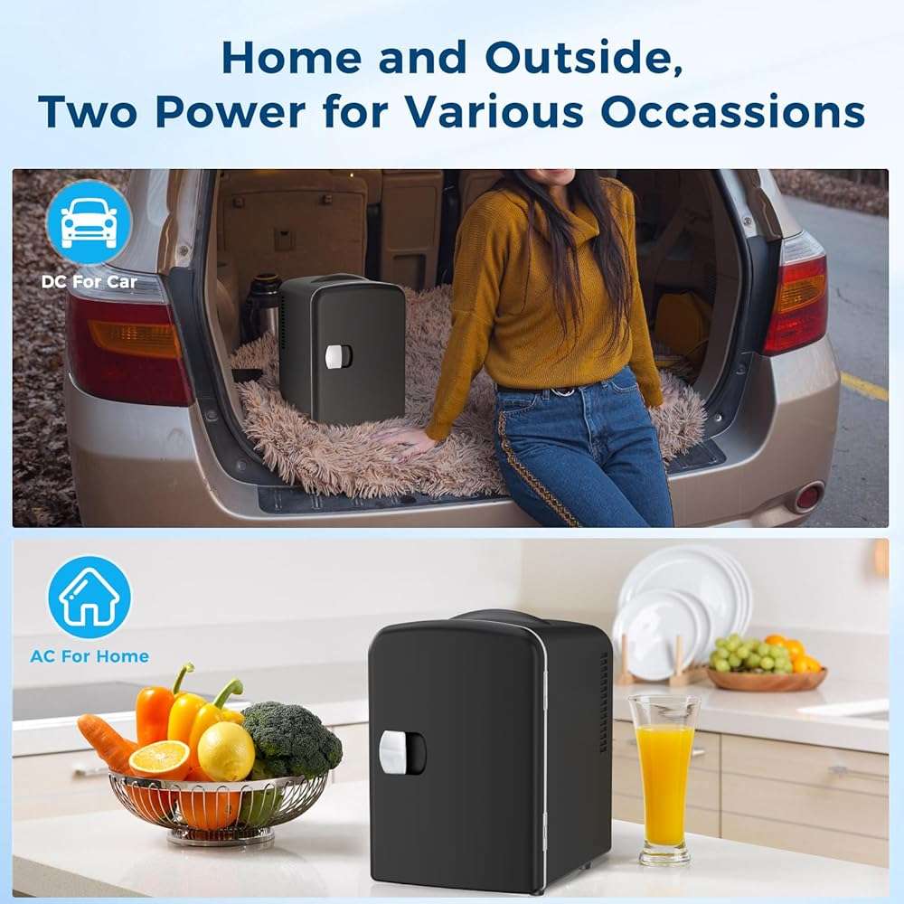 Antarctic Star Compact Refrigerator, Portable Mini Fridge, Skin Care 4L Capacity/6 Cans, for Bedroom, Car, Office & Dorm, Small Cooler for Cosmetics, Beverage and Food, Black - Image 2