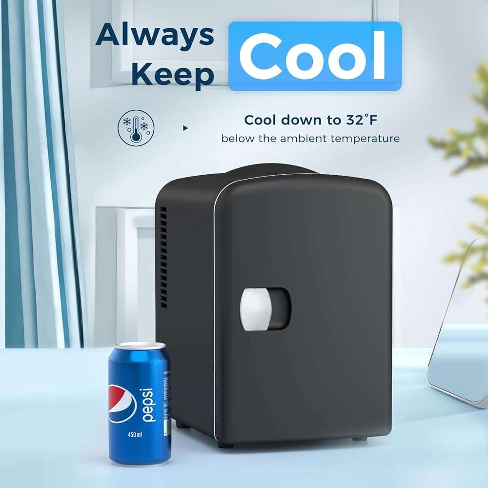 Antarctic Star Compact Refrigerator, Portable Mini Fridge, Skin Care 4L Capacity/6 Cans, for Bedroom, Car, Office & Dorm, Small Cooler for Cosmetics, Beverage and Food, Black - Image 3