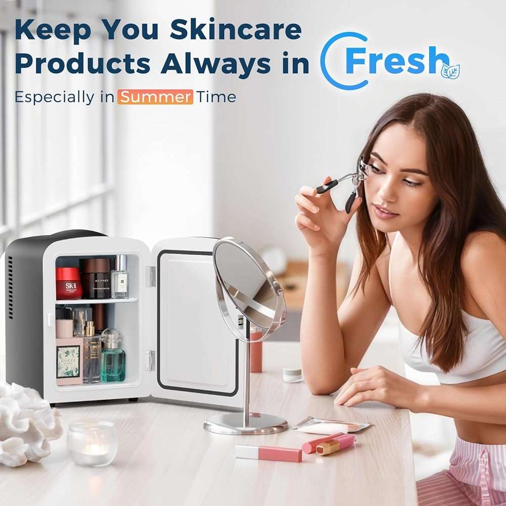 Antarctic Star Compact Refrigerator, Portable Mini Fridge, Skin Care 4L Capacity/6 Cans, for Bedroom, Car, Office & Dorm, Small Cooler for Cosmetics, Beverage and Food, Black - Image 5