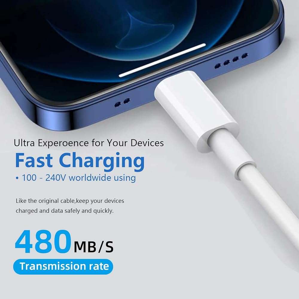 AHDFWI Carplay Cable Cord Compatible with iPhone 16 17 USB A to USB C Cable for 17E 16E 17 Air/17 16 15 Pro Max ，Plus, Pro 12.9/11, 10th Gen, Air 5th/ 4th,Mini 6th Charger Car Charging Cable White - Image 6