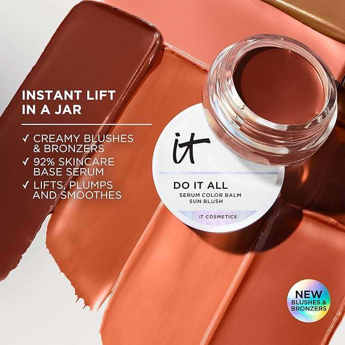 IT Cosmetics Do It All Serum Color Balm Sun Cream Blush & Bronzer, Blendable & Buildable, Lift, Reshape, All-Over Color, 24HR Hydration, Hyaluronic Acid, Peptides & Vitamin E - 0.63 oz - Image 3