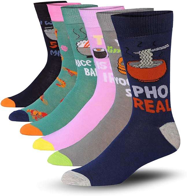 JAMES FIALLO Men’s Colorful Dress Socks – 6 Pairs Fun Novelty Crew Socks for Work & Everyday Style Size 10-13 - Image 1
