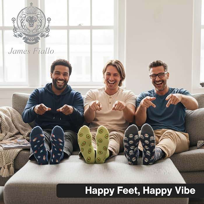 JAMES FIALLO Men’s Colorful Dress Socks – 6 Pairs Fun Novelty Crew Socks for Work & Everyday Style Size 10-13 - Image 3