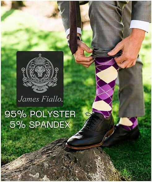 JAMES FIALLO Men’s Colorful Dress Socks – 6 Pairs Fun Novelty Crew Socks for Work & Everyday Style Size 10-13 - Image 4